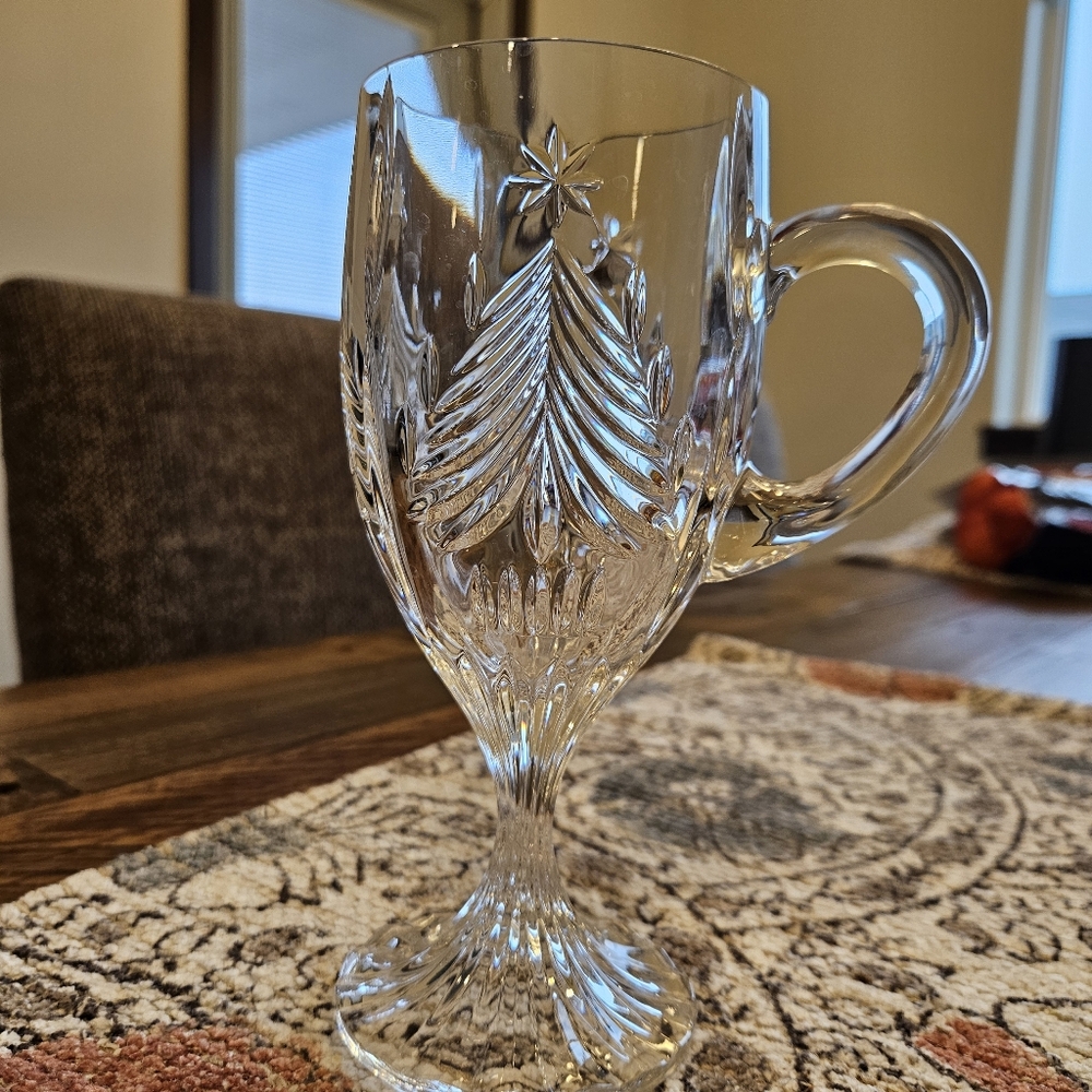 Mikasa Crystal Christmas Tree Footed Irish Coffee Mug Single Replacement 7"